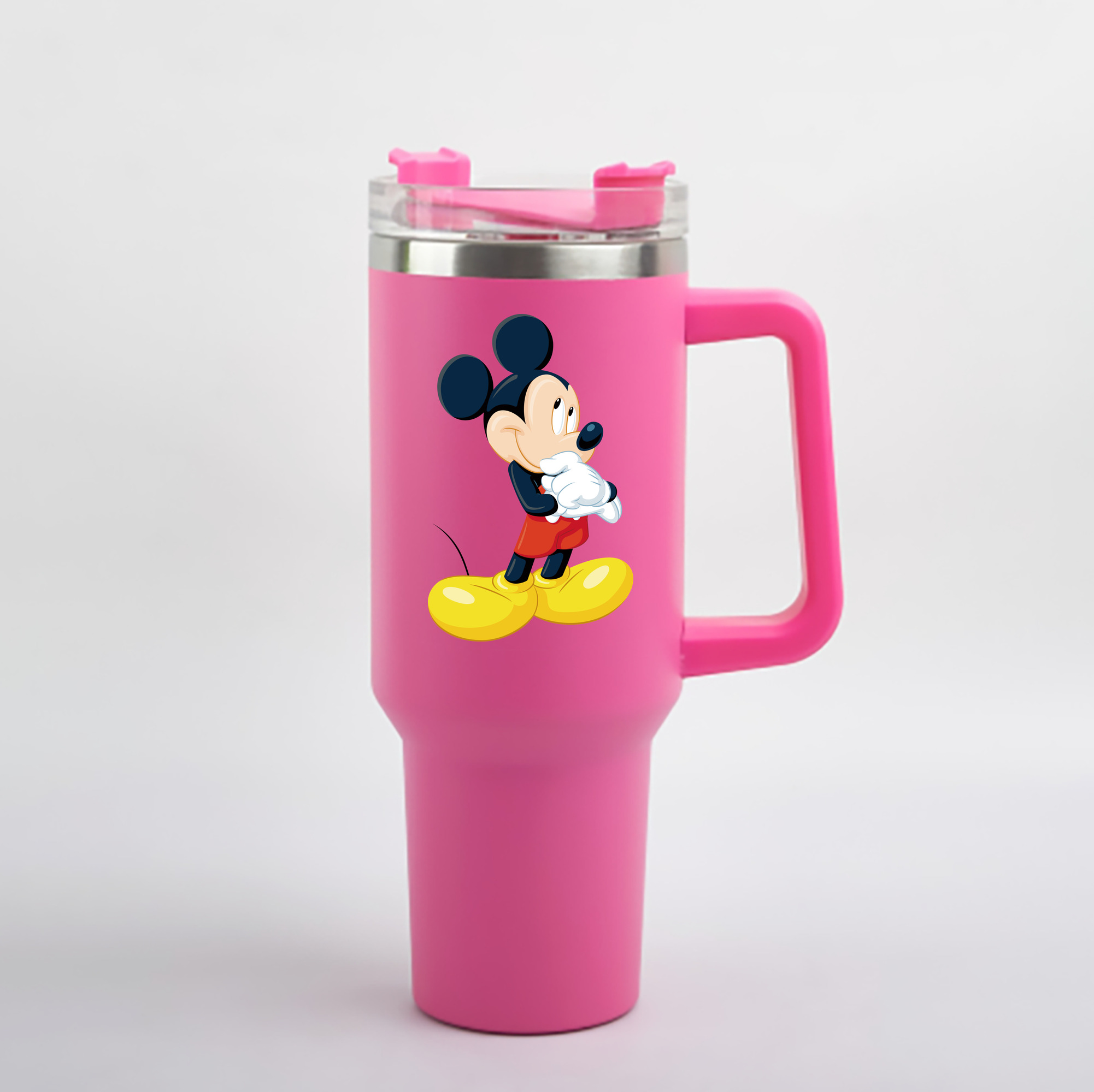 （画像用） ミッキーマウス Mickey Mouse 1200mL車用タンブラー - クリスタルステッカー（プラスチックストロー付き）